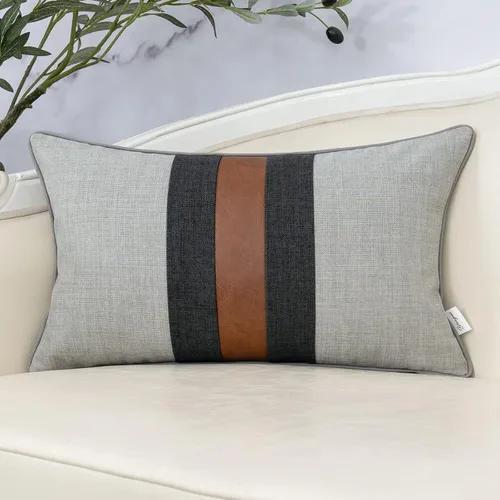 Vista 15 de Yangest - Funda de cojín de patchwork de lujo de 18x18 pulgadas, funda de almohada cuadrada de algodón y lino para sofá, dormitorio y sala de estar