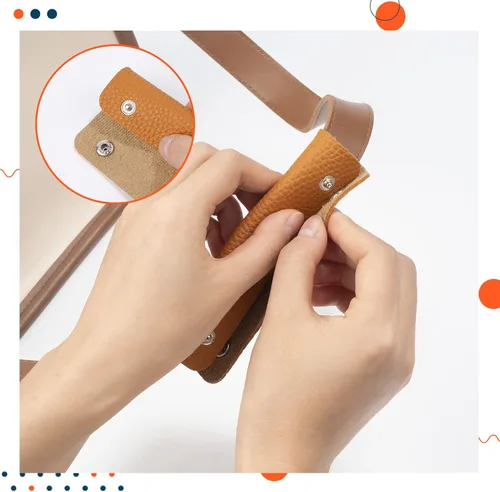 Vista 4 de IUAQDP 2 piezas de funda de cuero para asa de bolso, bolsa de equipaje, protector de agarre con cierre de latón, correa de bolso suave