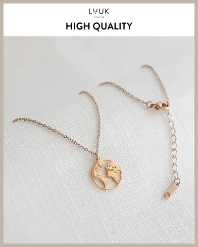 Vista 4 de LUUK LIFESTYLE Collares de acero inoxidable para mujer con colgante, tarjeta de joyería de moda con frase de felicidad, amuleto de la suerte, regalo