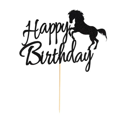 Vista 7 de Decoración para pastel de cumpleaños con temática de carreras de caballos, decoración de fiesta de cumpleaños, purpurina negra
