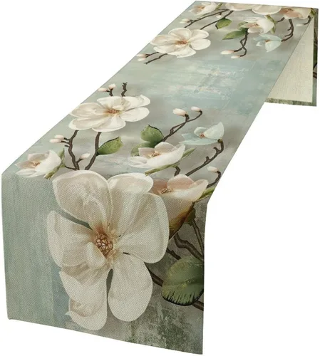 Vista 44 de Camino de mesa de lino de algodón, cuchillo de cocina occidental, tenedor, colección de mesa rectangular, desierto salvaje oeste americano