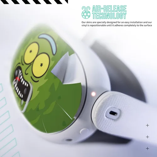 Vista 4 de Kit de adhesivos para la piel fácil de aplicar compatible con Meta Quest 3 - Accesorios Green Pickle Prick VR - Cubierta protectora de realidad