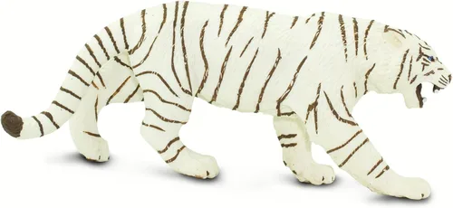 Vista 3 de Safari Ltd. Figura de tigre de Bengala blanca – Figura detallada de plástico de 6 pulgadas – Divertido juguete educativo para niños, niñas y niños a