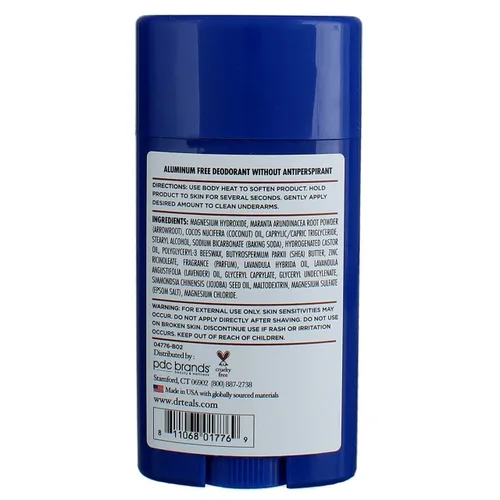 Vista 4 de Dr Teal's Desodorante sin aluminio, aceite de coco, sin parabenos ni ftalatos, 2.65 oz