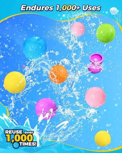 Vista 2 de KOKODI Globos de agua reutilizables de llenado rápido, autosellados, bombas de agua recargables para niños y adultos, bola de agua de silicona sin