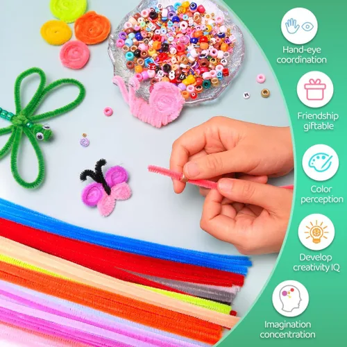 Vista 3 de IOOLEEM Limpiadores de tubería negros, tallos de chenilla para manualidades DIY y decoraciones de fiesta, suministros para arte y manualidades.