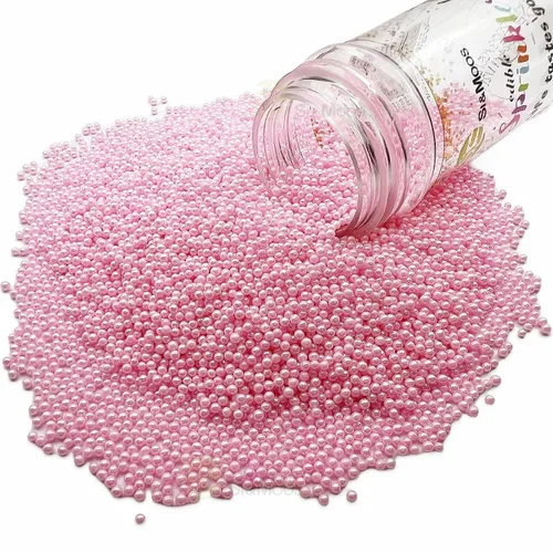 Vista 3 de SE Si&Moos Nonpareil - Gránulos pequeños comestibles de 0.079 pulgadas (0.079 in) color rosa bebé perlas rosas para decoración de pasteles, 3.5 onzas