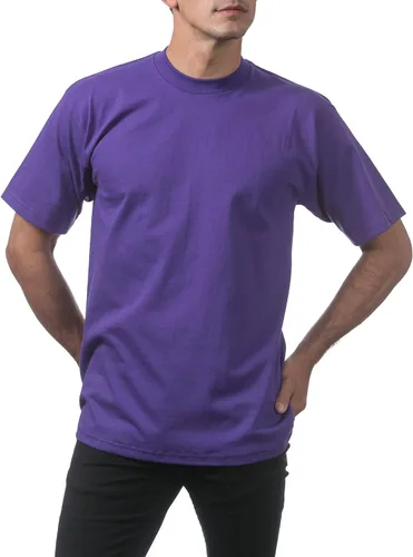 Vista 3 de Pro Club - Camiseta de manga corta para hombre, algodón pesado, cuello redondo
