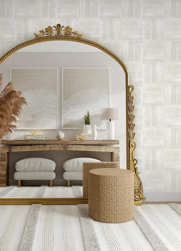Vista 3 de RoomMates Papel pintado de yeso cuadrado dimensional beige despegar y pegar, RMK12680PLW