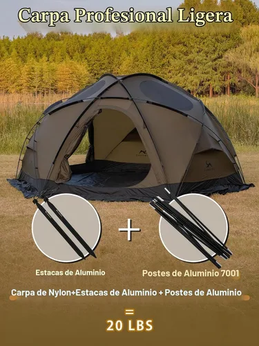 Vista 2 de TOMOUNT Tienda Cúpula Tienda Caliente con Orificio para Estufa 4 Personas Tienda Mochilero para 4 Estaciones Impermeable para Glamping, Senderismo
