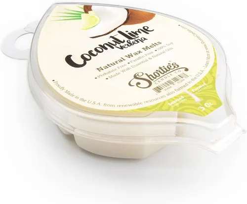 Vista 3 de Shortie's Candle Company Coconut Lime Verbena - Cera de soja natural para derretir – 1 barra altamente perfumada de 3 onzas – Fabricado con 100%