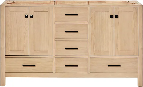 Vista 58 de ARIEL Cambridge Mueble base de tocador de baño de 36 pulgadas, madera maciza, 2 puertas de cierre suave, 5 cajones de cola de milano, roble marrón