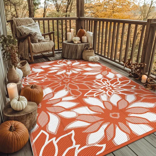 Vista 81 de GENIMO - Alfombra para exteriores de 6 x 9 pies, para patio, espacios amplios, reversible, de pajillas de plástico, alfombra impermeable para Azul