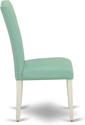 Vista 7 de East West Furniture OXEN5-LWH-57 - Juego de mesa y sillas de cocina de 5 piezas, incluye una mesa de comedor cuadrada y 4 sillas de comedor Parsons