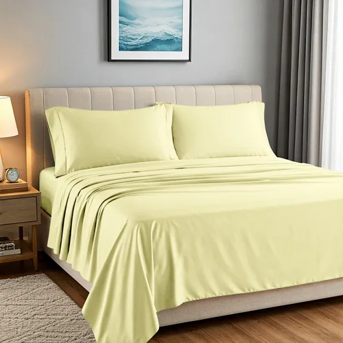 Vista 27 de Carressa Linen Juego de 2 fundas de almohada 100% de algodón egipcio de la serie 1500 de lujo tamaño estándar/Queen (beige), suaves como la seda