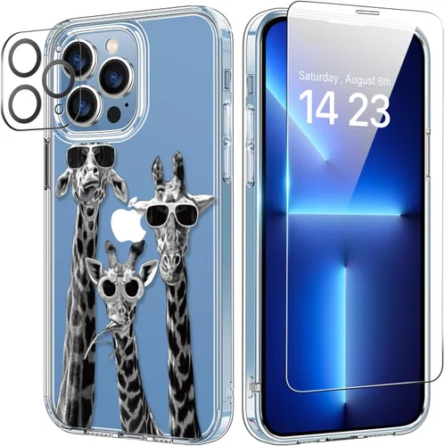 Vista 72 de bicol Funda para iPhone 14 Plus con Protector de Pantalla y Lente de Cámara - Diseños Florales de Moda para Mujeres y Niñas - Funda Transparente