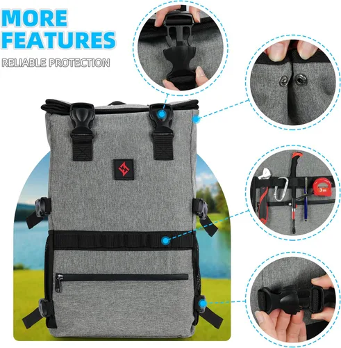 Vista 7 de zazzy Mochila con candado, mochila de viaje, mochila de viaje para hombres y mujeres, Negro expandible, Mochila