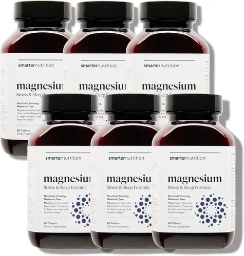 Vista 14 de Smarter Nutrition Complejo de magnesio – Glicinato de magnesio quelado con citrato, malato y L-teanina para dormir, relajación muscular y apoyo al