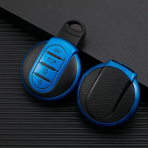 Vista 2 de SANRILY Funda de cuero para llave Mini Key Case Shell Key Holder con llavero, Azul