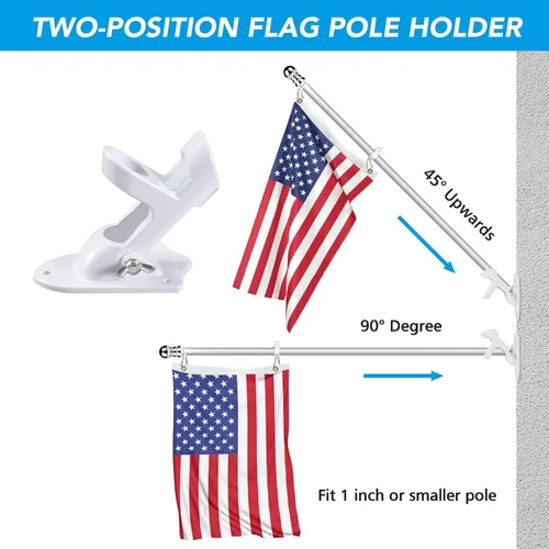 Vista 3 de HOOPLE Soporte para asta de bandera para casa exterior, soporte de aluminio resistente para bandera y soporte de montaje para asta de bandera