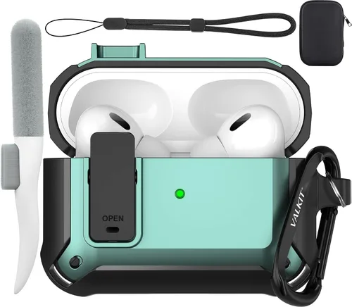 Vista 12 de Valkit Funda para Airpods Pro 2 con cerradura, funda militar de cuerpo completo para AirPod Pro rígida con llavero, funda para Airpods Pro de 2ª/1ª