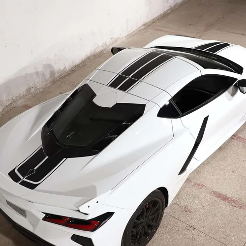 Vista 4 de Calcomanías decorativas para la parte superior de la puerta trasera y trasera, 5 unidades, compatibles con Corvette C8 Stingray 2020-2023, Negro