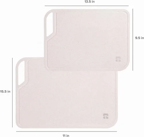 Vista 3 de KitchenEdge Juego de tablas de cortar de fibra de arroz con soporte, 2