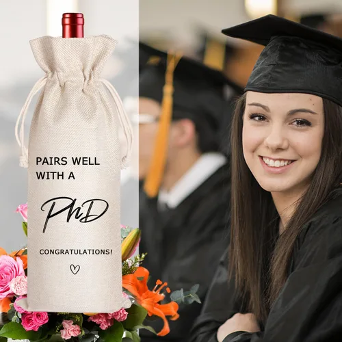 Vista 6 de LANBAIHE Regalo de graduación de doctorado, bolsa de vino de doctorado, combina bien con doctorado, regalo para médicos, regalo de graduación