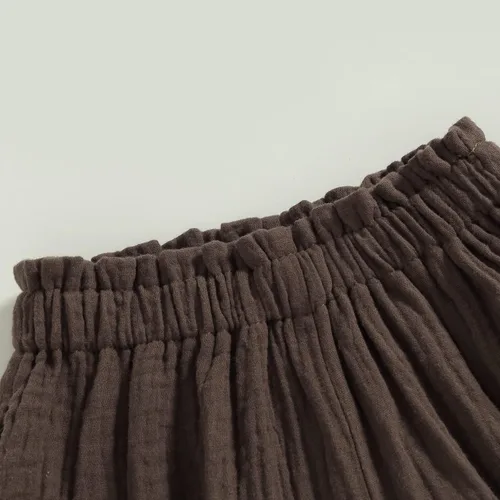Vista 2 de Pantalones de harén para niños y niñas, pantalones básicos lisos, pantalones de algodón y lino, unisex, para bebé
