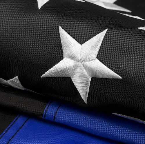 Vista 11 de DANF - Bandera fina de línea azul y roja de 3 x 5 pies, hecha de nailon, estrellas bordadas, rayas cosidas, protección UV, color negro, azul y rojo