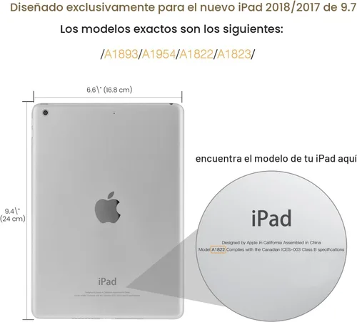 Vista 2 de MoKo Funda para iPad 9.7 2018/2017 de 5ª / 6ª Generación - Funda delgada y ligera con soporte para Smartphone con parte trasera translúcida