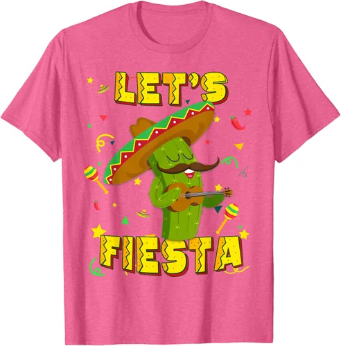 Vista 33 de Cinco De Mayo - Camiseta de regalo con sombrero de cactus Let's Fiesta, Negro, S