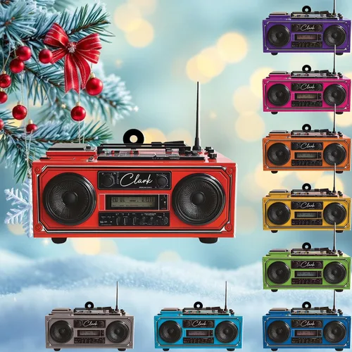 Vista 12 de Cinta de casete personalizada, adorno de Navidad 2024, adorno de cinta de mezcla de música retro, decoración de árbol de casete personalizado