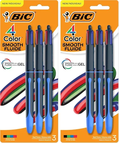 Vista 12 de BIC Juego de 6 bolígrafos retráctiles de 4 colores Shine con punta de 1,0 mm y barril ancho, varios