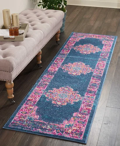 Vista 61 de Nourison Passion Alfombra marfil/negro, de 2 pies 2 pulgadas x 10 pies, fácil de limpiar, no desprende pelo, para habitación, sala, comedor, cocina