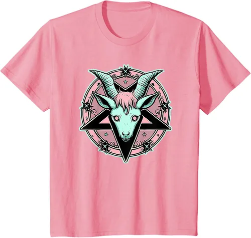 Vista 82 de Camiseta Kawaii Paste Creepy Goat Pentacle, Negro