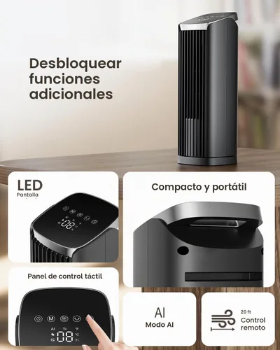 Vista 12 de PNTCK Ventilador de torre de 13 pulgadas para dormitorio, ventilador de Negro