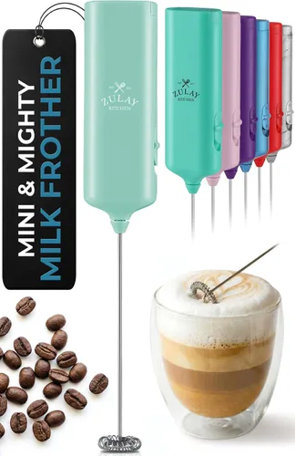 Vista 42 de Varita de espumador de leche mini y potente – Potente espumador de café de mano, mezclador de bebidas operado con batería – Tamaño de bolsillo