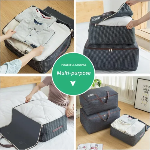 Vista 6 de WITERY Bolsa de almacenamiento de edredón impermeable de 105 L, bolsas de embalaje resistentes debajo de la cama, bolsa de almacenamiento