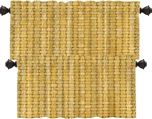 Vista 18 de Shrahala Cortinas rústicas de granja para ventanas de cocina, textura de cesta tejida, paneles de cortina rústica para ventana de granja, poliéster