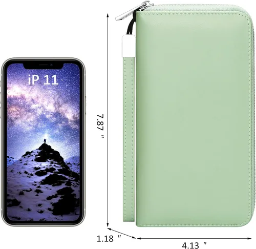 Vista 2 de OIDERY Cartera para tarjetas de crédito de gran capacidad para mujer, bloqueo RFID con correa extraíble