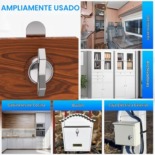 Vista 7 de BEBOBLY Cerradura de leva desplazada de 5/8 pulgadas, 5 compartimentos sin llave para RV, pestillo de cajón de buzón de gabinete, cilindro