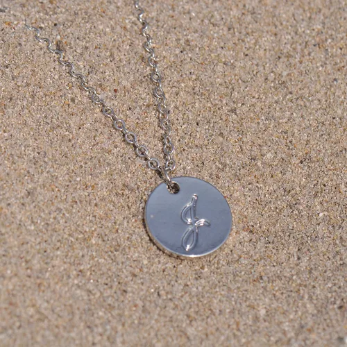 Vista 5 de AOLO Personalized Birthstone Initial A Necklace Engraved Disc Danity Pendant Necklaces Silver