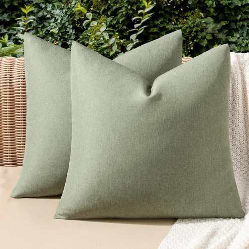 Vista 58 de MIULEE - Paquete de 2 fundas de almohada decorativas para exteriores, impermeables, sólidas, de imitación de lino, para jardín, casa de campo, Azul