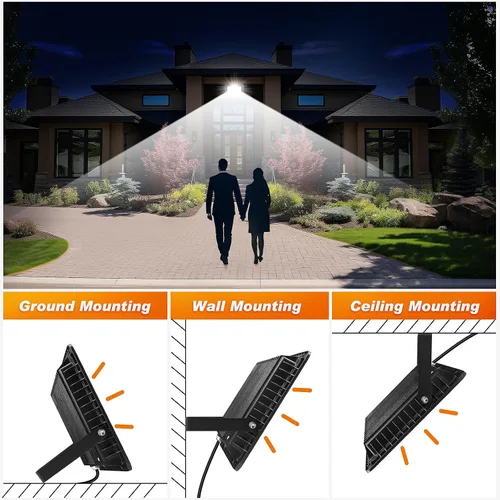 Vista 3 de 100 W Luz LED de inundación para exteriores, paquete de 2, 10000 lm súper brillantes, luces de trabajo al aire libre resistentes al agua IP66, luces