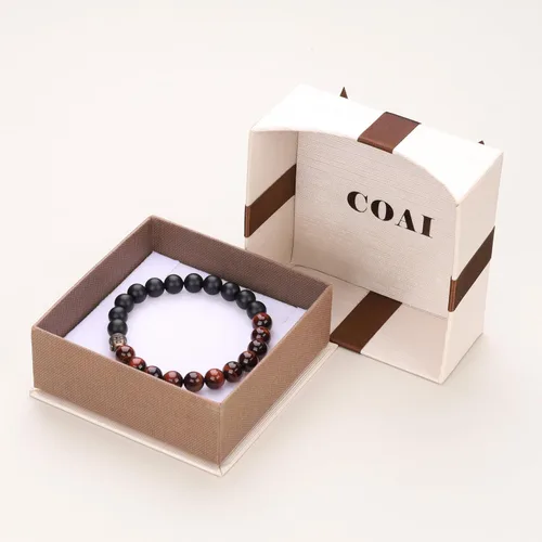 Vista 6 de COAI Pulsera de oración con cuentas de piedra de cabeza de buda
