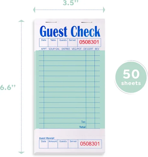 Vista 3 de Alitte Libros de cheques de invitados para servidores, libro de pedidos, paquete de 20 blocs de notas para servidor de restaurante con números