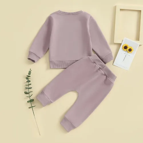 Vista 3 de LXXIASHI Conjunto de 2 piezas de sudadera con cuello redondo para bebé niña y niño, ropa de invierno