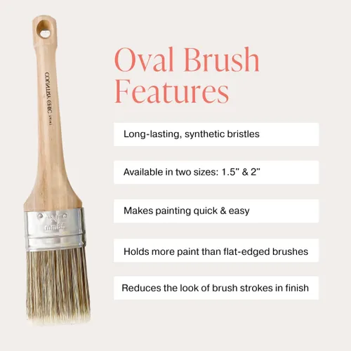 Vista 2 de Pincel de pintura estilo tiza – Pincel ovalado con cerdas sintéticas para una aplicación suave de pintura de muebles con pinceladas mínimas, sin