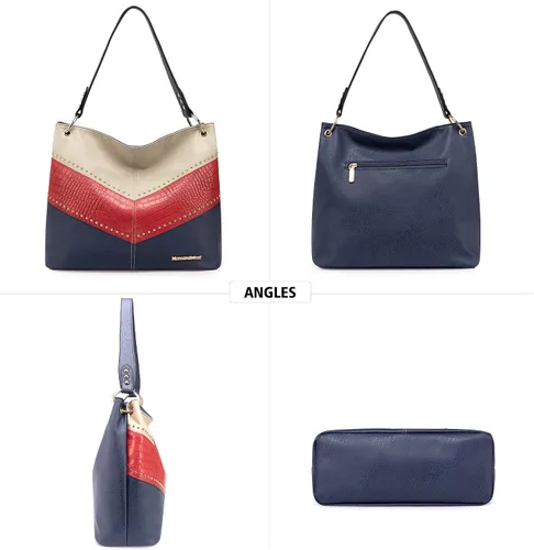 Vista 4 de Montana West Bolso Hobo para mujer con asa superior y bolsillos con cremallera